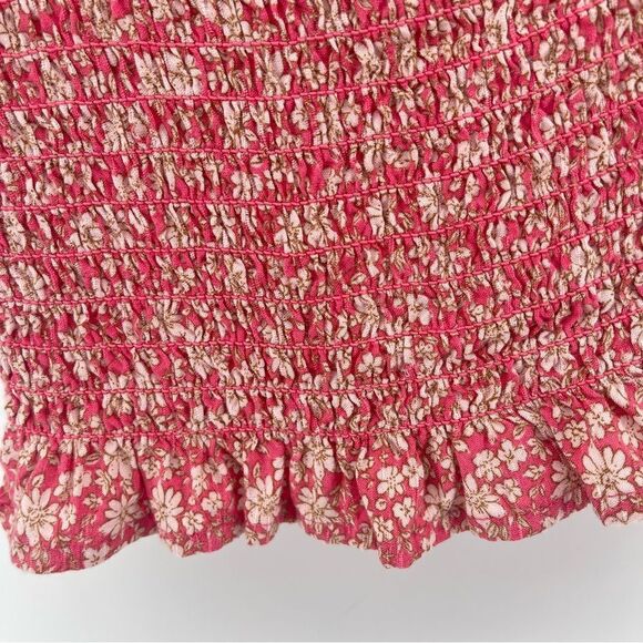Art Class Girl’s Light Red Floral Smocked Puff Short Sleeve Top Small 6/6X - Picture 5 of 10